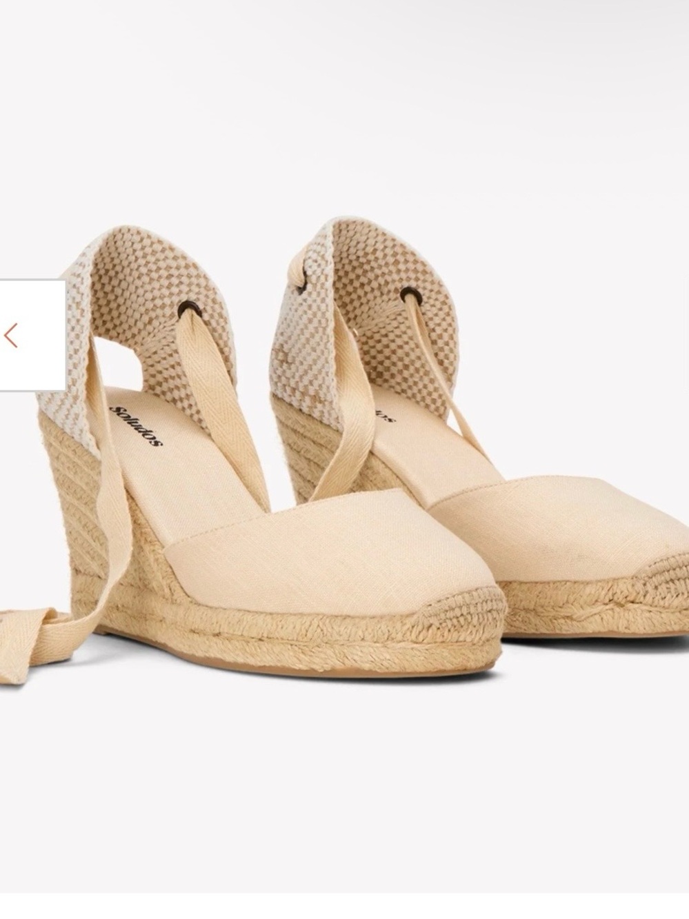 Soludos Marseille Espadrille Wedge Tie-Ankle Sandals in Beige / Raffia - size 8